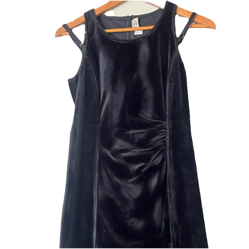 Vintage Armani J Black Burnout Velvet Knee Length Edgy 80’s Italian Made Dress 8